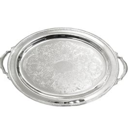 OVAL DUMAUFIER TRAY W/ DESGIN & SIDE HANDLE