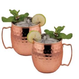 2pc Copper Finish Hammered Moscow Mule Mug Set