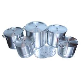 15pc Aluminum Stockpot W/Steamer & Lid 20/24/32/40/50qt