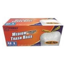 Trash Bag, Drawstring, 8GAL / 46CT