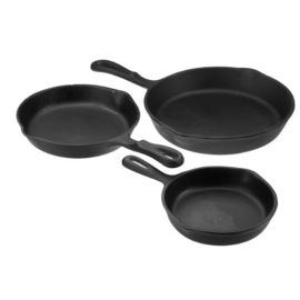 PRE-SEASONED CAST IRON 3pc SKILLET SET
