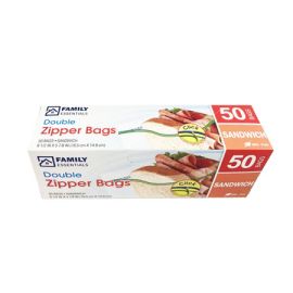 50CT DOUBLE ZIPPER SANDWICH BAGS